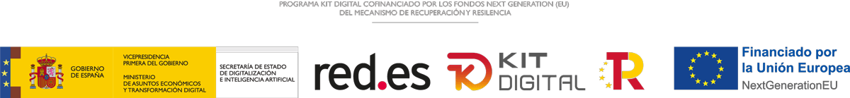 Logos: Gobierno de España · red.es · Kit Digital · Financiado por la Unión Europea NextGenerationEU